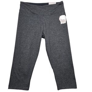Bally Total Fitness Leggings Womens XL Gray High Rise Capri Tummy Control Yoga